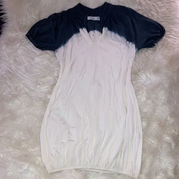 ZARA Blue White Ombre Dress Tunic Top Dress with Balloon Sleeves M - Picture 7 of 15